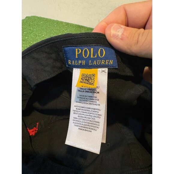 Ralph Lauren polo hat cap strap back black red pony preppy baseball mens - Picture 9 of 9